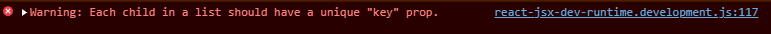 React lists key warning
